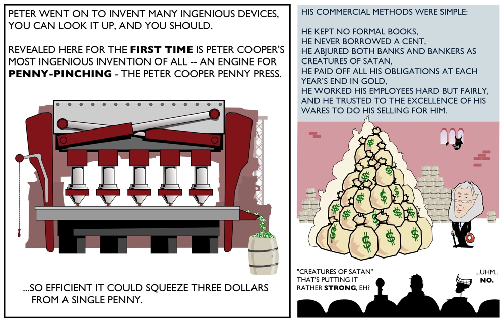 Peter invents, saves, and never owes any debts